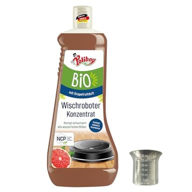POLIBOY Wischroboter Konzentrat - Bodenreiniger für Saugroboter mit Wischfunktion – Schaumarmes, ergiebiges Reinigungsmittel - 1x 1 L - inkl. Dosierbecher - Made in Germany