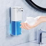 Amyzavls Seifenspender Automatisch 1500mah Elektrischer Wandbefestigung Berührungslos 400ml Automatische Seifenspender mit Sensor,USB Wiederaufladbar Schaumseifenspender für Bad,Küche, Büro