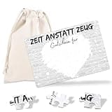 24-teilig Gutschein Puzzle mit Baumwoll-Säckchen, Zeit anstatt Zeug, Gutschein zum selber ausfüllen - Geburtstagskarte, personalisierte Geschenke für Freundin Frauen Männer, Geburtstagsgeschenk