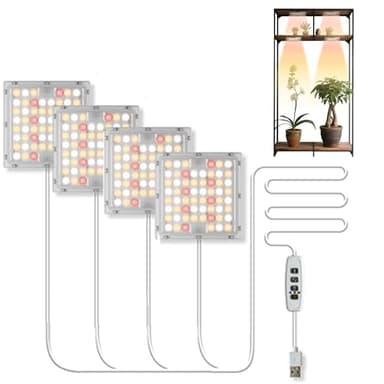 Pflanzenlampe LED Vollspektrum Wasserdicht,Pflanzenlicht für Zimmerpflanzen mit Auto-Timer 3/9/12H, Tageslichtlampe Wachstumslampe für Pflanzen,240LED grow lampe blüte(1 Schalter→4 Leuchten)