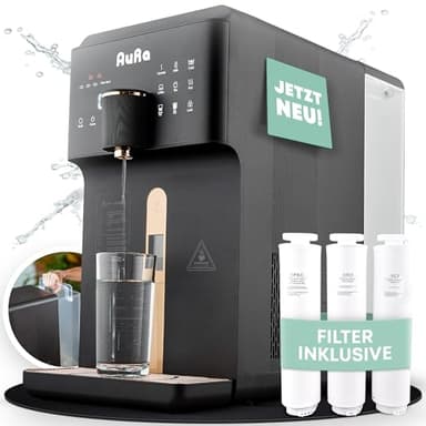 AuRa Osmoseanlage Trinkwasser [6L] - Wasserfilter für reines Wasser, Heißwasserspender & Wasserstoff-Wasser Spender, Umkehrosmoseanlage mit Tank | Osmose-Wasserspender für Zuhause o. Wohnmobil