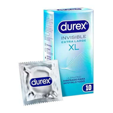 Durex Unsichtbare XL-Kondome, ultra-dünn, entwickelt, um Empfindungen zu maximieren, 10 XL-Kondome