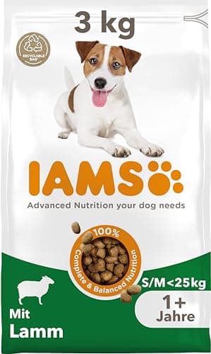 IAMS Hundefutter trocken mit Lamm - Trockenfutter für erwachsene Hunde ab 1 Jahr, geeignet für kleine & mittelgroße Hunde, 3 kg
