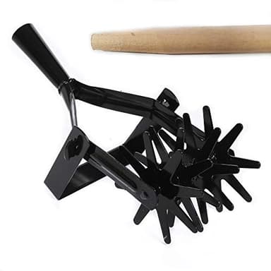 rg-vertrieb Gartenkultivator Sternfräse Krümler Rollhacke mit Jätebügel aus Stahl Schwarz Bodenkrümler 4-Star Bodenlüfter mit 150cm Stiel