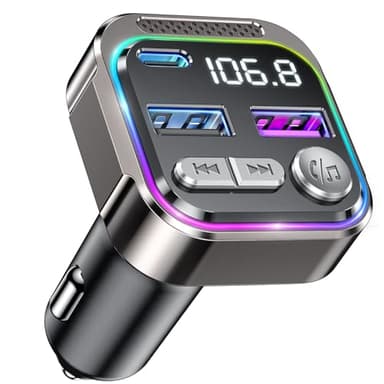 GizmoVine Bluetooth Adapter Auto, FM Transmitter, Car Radio Zigarettenanzünder, USB C QC PD 36W, Freisprecheinrichtung für Auto, 12V 24V Bloototh Stecker KFZ Adapter Handy Autoradio, MP3 Musik Player