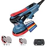 FANZWORK Bürstenloser Exzenterschleifer HG0024,mit 125mm/150mm Schleifteller,5mm Schleifhub, 7-Stufiger Drehzahlregelung bis 10.000 U/min, TELLER-BREMSE, 18x Schleifgitter, Tragkoffer
