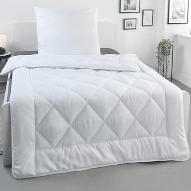 MALIKA Bettdecke 135x200 inkl. Kopfkissen 80x80 - Steppdecke 135x200 - Ganbzjahresdecke - waschbar, Schlafdecke Duvet Zudecke