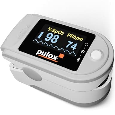 Pulsoximeter Pulox PO-200 Solo in Grau - Messung von Sauerstoffsättigung (SpO₂), Herzfrequenz (Puls) und Perfusions Index (PI)