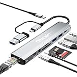 USB C Hub 9-in-2 Multiport Adapter mit Ethernet, US-B 3.0&USB 2.0, USB C Adapter mit SD/TF-Kartenleser, 3,5-mm-Aux-Anschlüsse für MacBook XPS Surface Pro Linux Chromebook usw