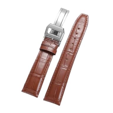 XNJIADVSY Uhrenarmband aus Rindsleder, kompatibel mit IWC Pilot, Portugieser und Portofino, Faltschließe, 20 mm, 21, 22(Brown,20mm)