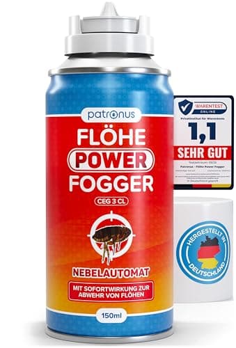 Patronus Flöhe Power Fogger - 150ml - effektiver Floh-Fogger mit maximaler Sofortwirkung zur Abwehr gegen Flöhe in der Wohnung - für schwierig erreichbare Floh-Verstecke