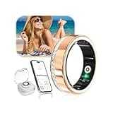 IUHFSIFS 10. Gen Diamant Smart Ring und Kabelloses Ladeetui【Branchennummer 1 – 0 Messfehler】 2025 Fitness Tracker zur Schlafüberwachung, Tragbarer SpO2-Smartring für Android und iOS, Gold 9#