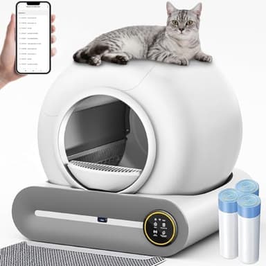 Selbstreinigende Katzentoilette Elektrisch Cat Litter Box Self Cleaning Automatisches Katzenklo XXL mit APP Elektrisches Katzenklo Geschlossen für Große Katzen (Type A)