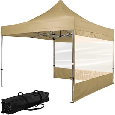 INSTENT Alu-Pavillon 3 x 3 m Pro wasserdicht UV Schutz 50+, Champagner mit 2 Seitenteilen