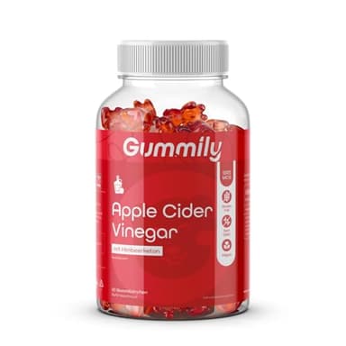 Gummily Apfelessig Gummibärchen 1000mg - Hochdosiert mit Himbeerketon - Apple Cider Vinegar Gummies für Stoffwechsel & Balance - Vegan, Zuckerfrei & Ohne Gentechnik - Apfel Geschmack - 60 Stück