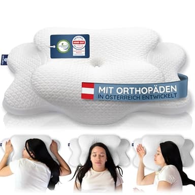 SIMPUREA® Orthopädisches Schlafkissen „Bamboo“ – Ergonomisches Nackenstützkissen mit viskoelastischem Memory-Schaum & atmungsaktivem Bambusfaser-Bezug – Für Rücken-, Seiten- & Bauchschläfer