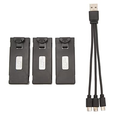 3 Stück RC Drohnen Lithium Akku mit Ladekabel, 3.7V 2600mAh Ersatzakku für E88 E88Pro LSE525 E525Pro