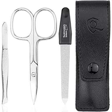 marQus Nagelschere und Pinzetten Set 3 teilig - mit Feile aus Solingen, das praktische Nagelpflegeset für alle Fälle und Taschen, Reise Maniküre Nageletui
