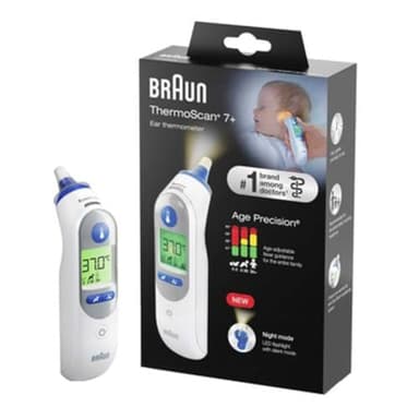 Braun ThermoScan 7+, IRT6525WE Infrarot Fieberthermometer Vorgewärmte Meßspitze