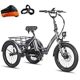 Fafrees Elektro Dreirad 20"*3.0 Zoll, F20 Mate e-Bike Dreirad klapprad, Lastendreirad 48V 18.2Ah Akku, e Bike 3 Rad 65N.m 25km/h, Reichweite bis zu 55-110Km, Belastung 150KG (Grau)