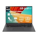 2023 LG gram 17 Zoll Ultralight Notebook - 1.350g Intel Core i7 Laptop (16GB RAM, 512GB SSD, 20h Akkulaufzeit, 16:10 Entspiegeltes IPS-Display, Thunderbolt 4, Win 11 Home, Mirametrix) - Grau