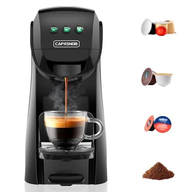 Warriors1 4-in-1 Kapselmaschine für Nespresso OL, Dolce Gusto, Lavazza A Modo Mio und Gemahlenen Kaffee, 20 bars Pumpe, 0,82 L, Automatische Kleine Mini Kapsel Kaffeemaschine für Zuhause und Büro