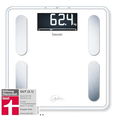 Beurer BF 400 white Diagnosewaage Signature Line, präzise Körperanalyse für bis zu 10 Personen, mit extra großem Invers-LCD-Display, Tragkraft bis 200 kg