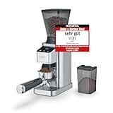 CASO BaristaChef Inox - elektrische Kaffeemühle, Testurteil: Sehr Gut, Edelstahl-Kegelmahlwerk, mit Siebträgerhalterung, 48 präzise Mahlgradstufen