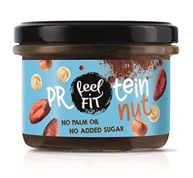 Feel FIT Protein Nut Kakao-Haselnuss Aufstrich, ohne Zuckerzusatz, 19% Eiweißcreme, ohne Palmöl, geschmeidige Konsistenz (6 x 200 g)