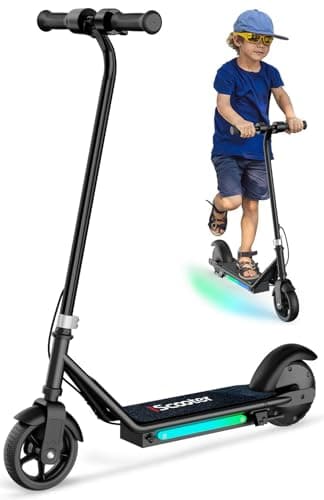 iScooter Elektroroller für Kinder von 6-12 Jahre, 3 Fahrmodi (5, 10, 16 km/h), Kinder E Scooter mit 6-Zoll Räder und 7-farbigen Lichtern, Kinder E-Roller bis 12 km Reichweite & 75 kg