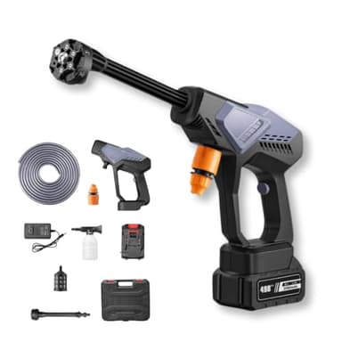 HydroBlast Pro Kabelloser Hochdruckreiniger mit 50 bar, 1 Akku, Ladegerät & 5 m Schlauch – Ideal für Fahrzeugreinigung und Bewässerung