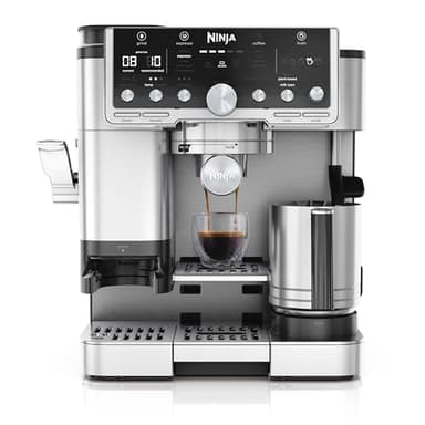 Ninja Luxe Pro 3-in-1-Kaffeemaschine mit Mahlwerk und Aufschäumer für Latte, Cappuccino, Cold Brew & Espresso, einfache Handhabung, 5 Voreinstellungen zum Aufschäumen, Silber, ES701EU