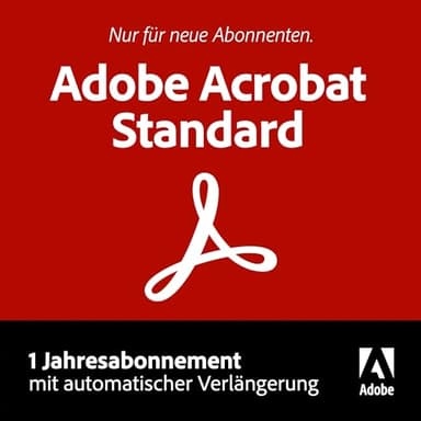 Adobe Standard | PDF's erstellen, bearbeiten, signieren und teilen |1 Jahresabonnement mit automatischer Verlängerung | PC/Mac