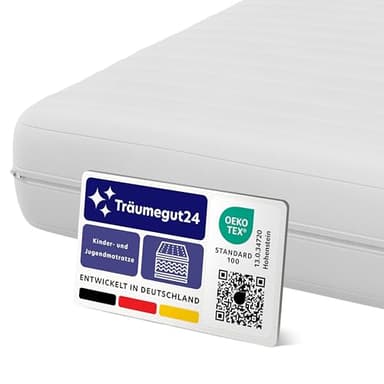 Träumegut24 - Matratze für Kinder & Jugendliche - 90x200 cm - H2&H3 | Größe + Höhe wählbar | Kaltschaummatratze | Hautfreundlicher & waschbarer Bezug | Oeko-TEX Zertifiziert | (90 x 200 cm, 10 cm)