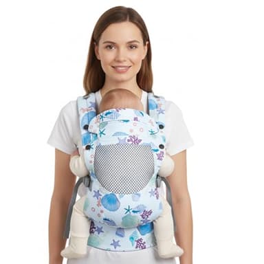 YooxArmor Babytrage Neugeborene ab Geburt,Ergonomische Gemütlich Leichtgewichtig Baby Carrier mit Nackenstütze für Kleinkind (3-36 Monate),4 Positionen,Geeignet für 3-30 kg,Blau