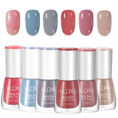 6PCS Nagellack Set - schnell trocknend langanhaltend, Rosa Blau Nude ungiftiger auf Wasserbasis Nail Polish - kein UV-Nagellack für DIY Nagelkunst Maniküre zu Hause (Colorful Cream Set)