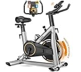 Heimtrainer Fahrrad mit APP, SLUNSE Leises Hometrainer Ergometer mit LCD-Monitor, Magnetisch Spinning Bike Indoor mit Verstellbarem Widerstand, Fitnessbike bis 160KG für Kardio-Training zu Hause