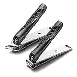 FERYES Nagelknipser, 2 Stück Edelstahl Nagelknipser Set, Gebogene und Abgeschrägte Klinge Nail Clipper Nagelschneider Nagelschere für Fußnägel und Fingernägel, taupe