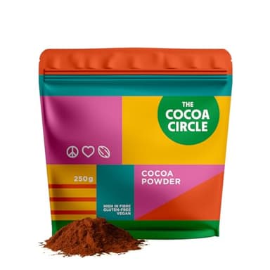 Cocoa Circle Rohkakao Pulver – 250 g, ungesüßtes Kakaopulver (Backkakao) – reich an Antioxidantien & Mineralien – keto, zuckerfrei, low-carb, ideal fürs Backen & heiße Schokolade