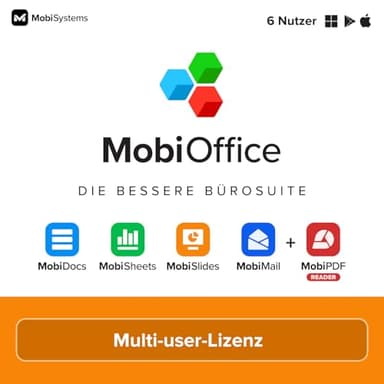 MobiOffice Multi-user: 4-in-1-Bürosuite für Windows | Multi-user-Lizenz | Textverarbeitung, Tabellenkalkulation, Präsentationen, E-Mail + kostenloser PDF-Reader