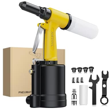 AMTOVL Druckluft Nietpistole Satz 1408KGF Zugkraft Luftnietpistole Nietgerät Luftpistole Nietzange Nietmutter für Nietgrößen von 2,4-4,8mm Druckluft Nietzange