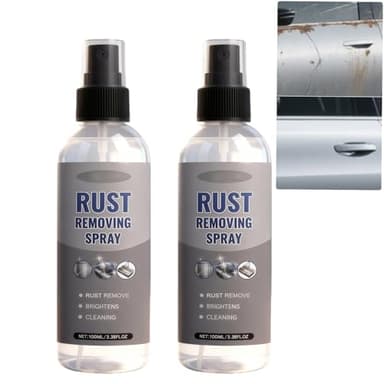 JASUBAI Rostentferner für Metall, Bügelflecken- und Mehrzweck-Rostentfernerspray, für Werkzeuge, Autos, Ketten, Fahrzeuge, Badezimmer, Waschbecken und Außenflächen, Autopflege und Reinigung (2Pcs)