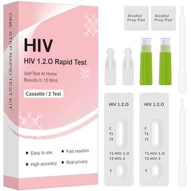 2x HIV Selbsttest für Zuhause – Schnelltest zum Nachweis von HIV-1, HIV-2 und Subtyp O – Ergebnis in 10 Minuten