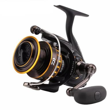 Daiwa BG8000 BG Salzwasser-Spinnrolle, 8000, 5,3: 1 Übersetzung, 6+1 Kugellager, 135,4 cm Abholrate, 15 kg max. Zugkraft, schwarz / gold