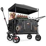 EVER ADVANCED XXL Bollerwagen faltbar 225L bis 150kg mit Bremse Dach Handwagen schieben&ziehen klappbar Strandwagen 20 * 8cm breite Räder Faltwagen für Camping Strand Einkauf Tier