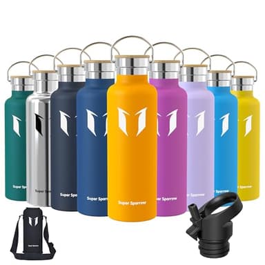 Super Sparrow Trinkflasche Edelstahl Wasserflasche - 750ml - Isolier Flasche mit Perfekte Thermosflasche für Das Laufen, Fitness, Yoga, Im Freien und Camping | Frei von BPA