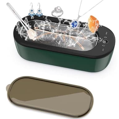 Ultraschallreinigungsgerät 45000Hz Brillenreinigungsgerät Mit 4 Modi Tragbar Ultraschallreiniger, 300ml Ultraschallreinigungsgerät Brille für Zahnersatz Münzen Brillen Schmuck