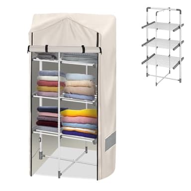 Beheizter Turm-Turm-Bezug mit 3 Ebenen, 500D beheizter Wäscheständer, winddichtes UV-beständiges Oxford-Gewebe für beheizten Wäschetrockner, reduziert die Trocknungszeit (nur Abdeckung), 75 x 73 x 137