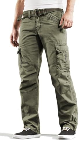 Timezone Herren Cargohose (W34/L32, Light Tank Green)