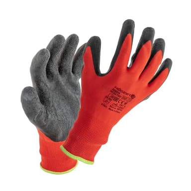 Högert Technik RODER latexbeschichtete Schutzhandschuhe rot/schwarz Größe 9, hohe Abriebfestigkeit, flexibler Grip, ideal für präzise Montage- und Wartungsarbeiten